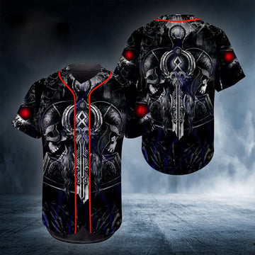 litzzy Litzzy Baseball Jersey - Ghost Viking Baseball Jersey - Colorful - Adult Unisex - Full Size (S - 5XL) - Jersey Shirt Unisex Custom Printed Jersey Shirt Unisex Baseball Jersey S  