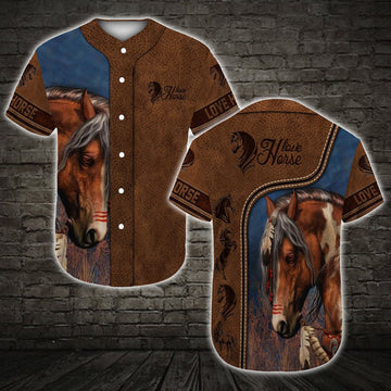 litzzy Litzzy Baseball Jersey - Love Brown Horse Baseball Jersey - Colorful - Adult Unisex - Full Size (S - 5XL) - Jersey Shirt Unisex Custom Printed Baseball Jersey S  