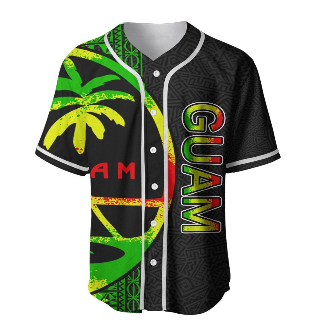 litzzy Litzzy Baseball Jersey - Guam Polynesian Baseball Jersey - Colorful - Adult Unisex - Full Size(S - 5XL) - Jersey Shirt Unisex Custom Printed Baseball Jersey   