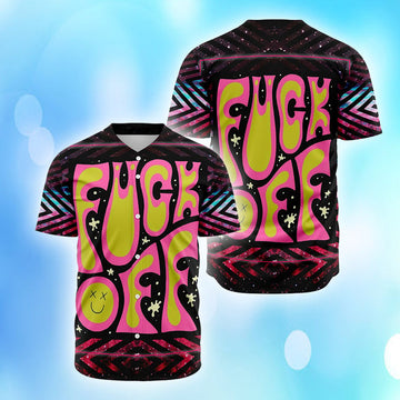 litzzy Litzzy Baseball Jersey - F Off Trippy Acid Baseball Jersey - Colorful - Adult Unisex - Full Size (S - 5XL) - Jersey Shirt Unisex Custom Printed Baseball Jersey S  