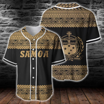 litzzy Litzzy Baseball Jersey - Polynesian Samoa Gold Baseball Jersey - Colorful - Adult Unisex - Full Size (S - 5XL) - Jersey Shirt Unisex Custom Printed Baseball Jersey S  