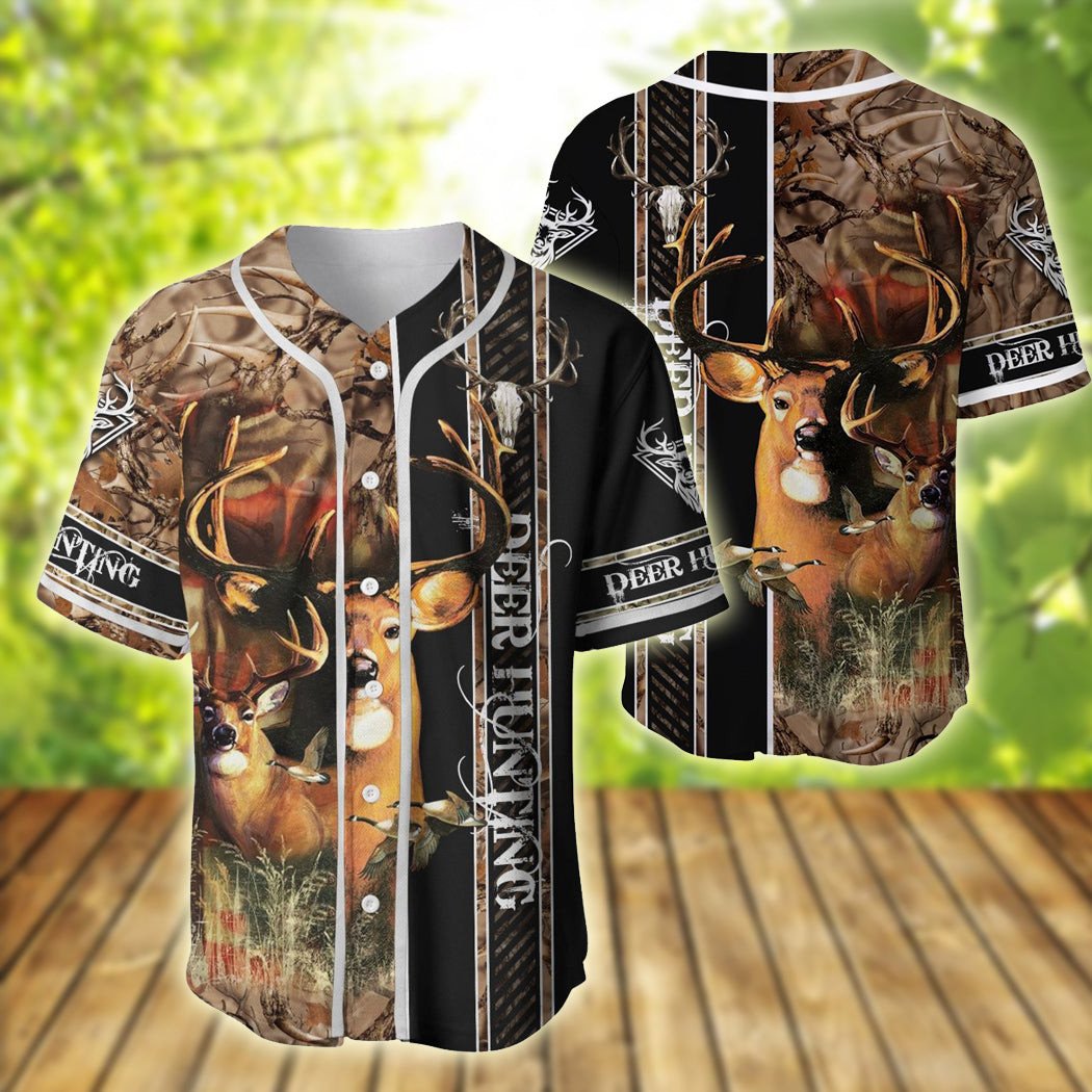 litzzy Litzzy Baseball Jersey - Hunting Deer Forest Baseball Jersey - Adult Unisex - Full Size (S - 5XL) - Jersey Shirt Unisex Custom Printed Jersey Shirt Unisex Custom Printed Baseball Jersey S  
