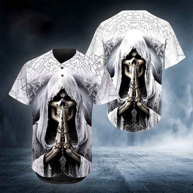 litzzy Litzzy Baseball Jersey - Pray White Skull Baseball Jersey - Colorful - Adult Unisex - Full Size (S - 5XL) - Jersey Shirt Unisex Custom Printed Jersey Shirt Unisex Baseball Jersey S  