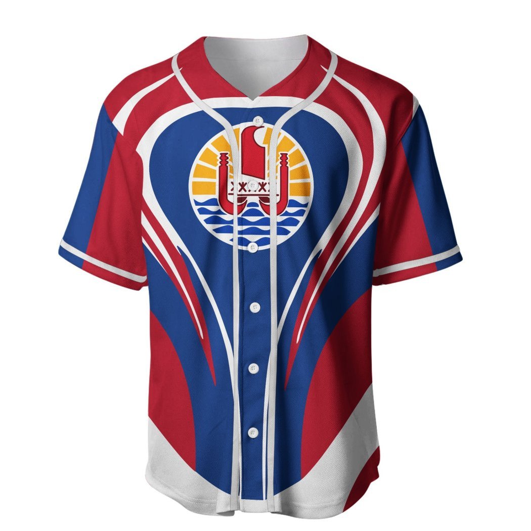 litzzy Litzzy Baseball Jersey - Tahiti Flag Cannon Style Baseball Jersey - Colorful - Adult Unisex - Full Size (S - 5XL) - Jersey Shirt Unisex Custom Printed Jersey Shirt Unisex Baseball Jersey   