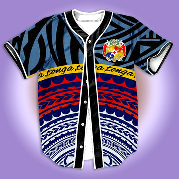 litzzy Litzzy Baseball Jersey - Tonga Tonga Baseball Jersey - Colorful - Adult Unisex - Full Size (S - 5XL) - Jersey Shirt Unisex Custom Printed Baseball Jersey   