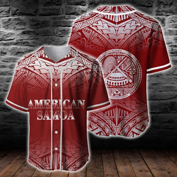 litzzy Litzzy Baseball Jersey - American Samoa Red Baseball Jersey - Colorful - Adult Unisex - Full Size (S - 5XL) - Jersey Shirt Unisex Custom Printed Baseball Jersey S  