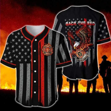 litzzy Litzzy Baseball Jersey - Firefighter Back The Red Baseball Jersey - Colorful - Adult Unisex - Full Size (S - 5XL) - Jersey Shirt Unisex Custom Printed Jersey Shirt Unisex Baseball Jersey S  
