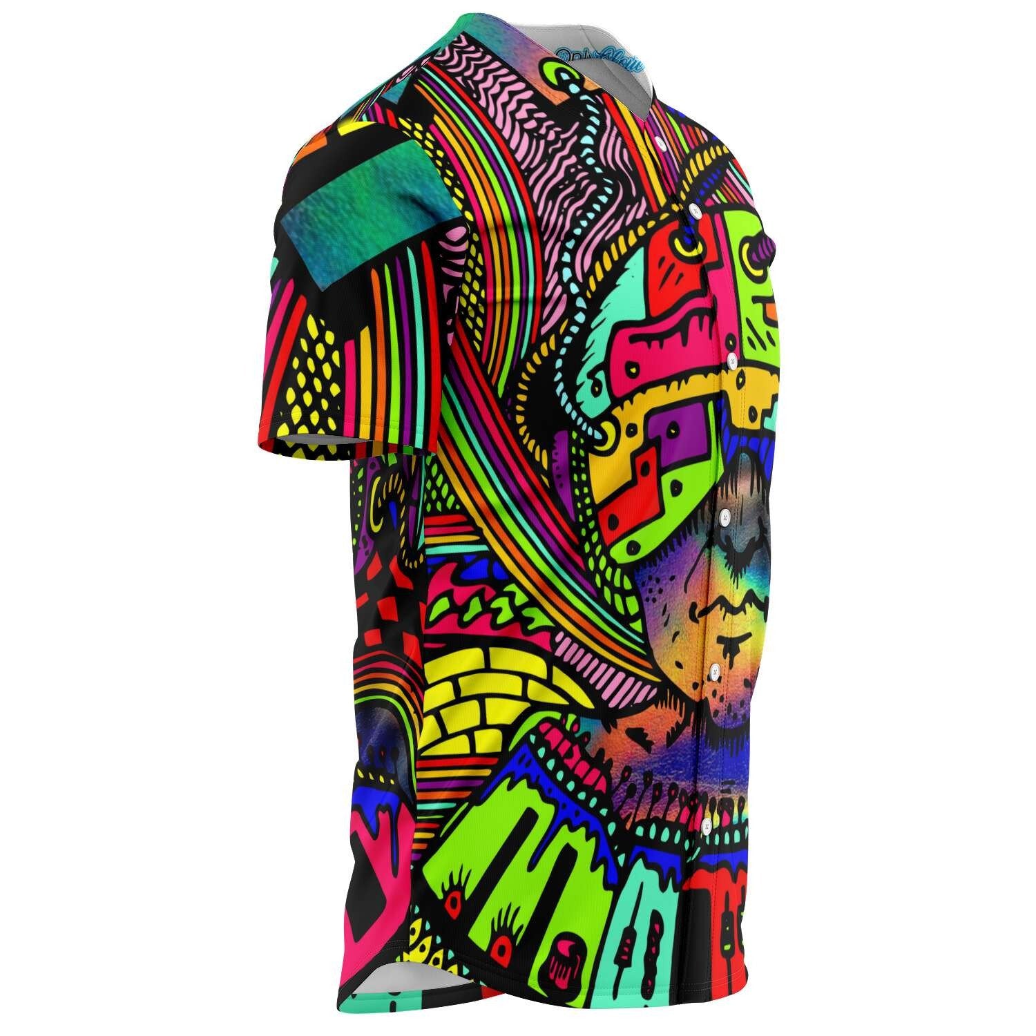 litzzy Litzzy Baseball Jersey - Mind Control Baseball Jersey - Colorful - Adult Unisex - Full Size (S - 5XL) - Jersey Shirt Unisex Custom Printed Baseball Jersey   