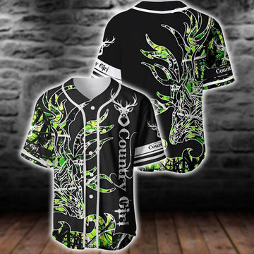 litzzy Litzzy Baseball Jersey - Country Girl Hunting Deer Green Baseball Jersey - Adult Unisex - Full Size (S - 5XL) - Jersey Shirt Unisex Custom Printed Jersey Shirt Unisex Custom Printed Baseball Jersey S  