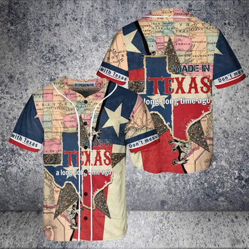 litzzy Litzzy Baseball Jersey - Made In Texas A Long Time Ago Baseball Jersey - Colorful - Adult Unisex - Full Size (S - 5XL) - Jersey Shirt Unisex Custom Printed Baseball Jersey S  