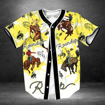 litzzy Litzzy Baseball Jersey - Rodeo Round Up Baseball Jersey - Colorful - Adult Unisex - Full Size (S - 5XL) - Jersey Shirt Unisex Custom Printed Baseball Jersey S  