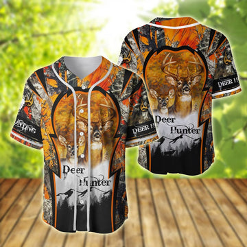 litzzy Litzzy Baseball Jersey - Deer Hunting Deer Hunter Baseball Jersey - Adult Unisex -  Full Size (S - 5XL) - Jersey Shirt Unisex Custom Printed Jersey Shirt Unisex Custom Printed Baseball Jersey S  