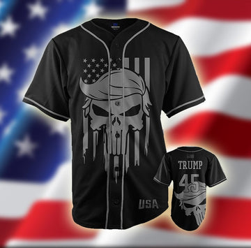 litzzy Litzzy Baseball Jersey - 4th of July Punisher 45 Baseball Jersey - Colorful - Adult Unisex - Full Size (S - 5XL) - Jersey Shirt Unisex Custom Printed Jersey Shirt Unisex Baseball Jersey   