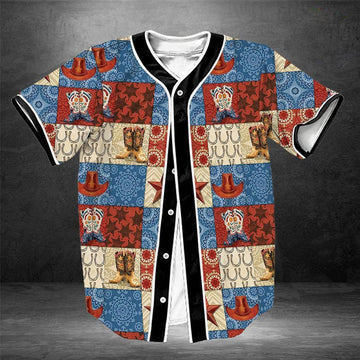 litzzy Litzzy Baseball Jersey - Cowboy Mix Mandala Pattern Baseball Jersey - Adult Unisex - Full Size (S - 5XL) - Jersey Shirt Unisex Custom Printed Jersey Shirt Unisex Custom Printed Baseball Jersey S  