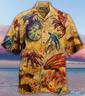 litzzy Litzzy Hawaiian Shirts - Dragon Map Hawaiian Shirt Aloha Hawaii Shirt Aloha Shirt For Summer - Aloha Custom Hawaii Shirts For Beach Summer Hawaii Shirt   