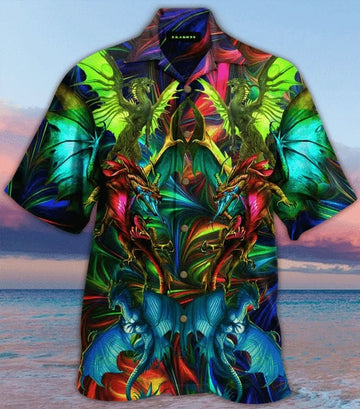 litzzy Litzzy Hawaiian Shirts - Amazing Dragon  Hawaii Shirt Aloha Hawaii Shirt Aloha Shirt For Summer - Aloha Custom Hawaii Shirts For Beach Summer Hawaii Shirt S White 