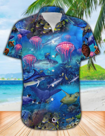 litzzy Litzzy Hawaiian Shirts - Ocean Hawaiian Shirt Aloha Hawaii Shirt Aloha Shirt For Summer - Aloha Custom Hawaii Shirts For Beach Summer Hawaii Shirt   
