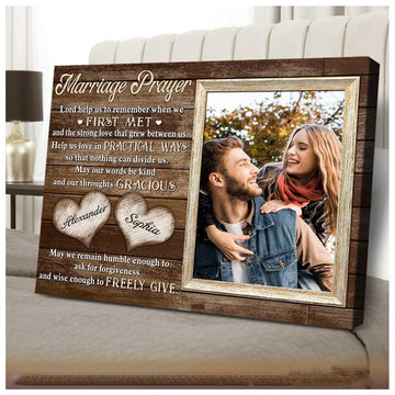 litzzy Personalized Wedding Gift For Couple - Newly Married Couple Wall Art - Marriage Prayer Canvas - Litzzy Wall Art Canvas Canvas Wall Art Style 1 32"x48" 