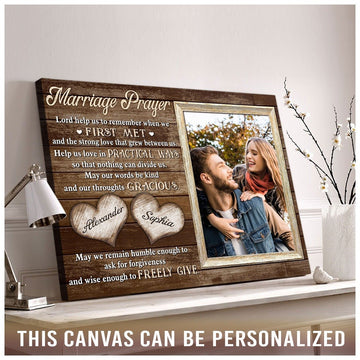 litzzy Personalized Wedding Gift For Couple - Newly Married Couple Wall Art - Marriage Prayer Canvas - Litzzy Wall Art Canvas Canvas Wall Art   
