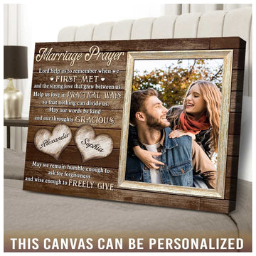 litzzy Personalized Wedding Gift Newly Married Couple, Marriage Prayer Couple Canvas for Husband and Wife Canvas Wall Art 11"x14"  
