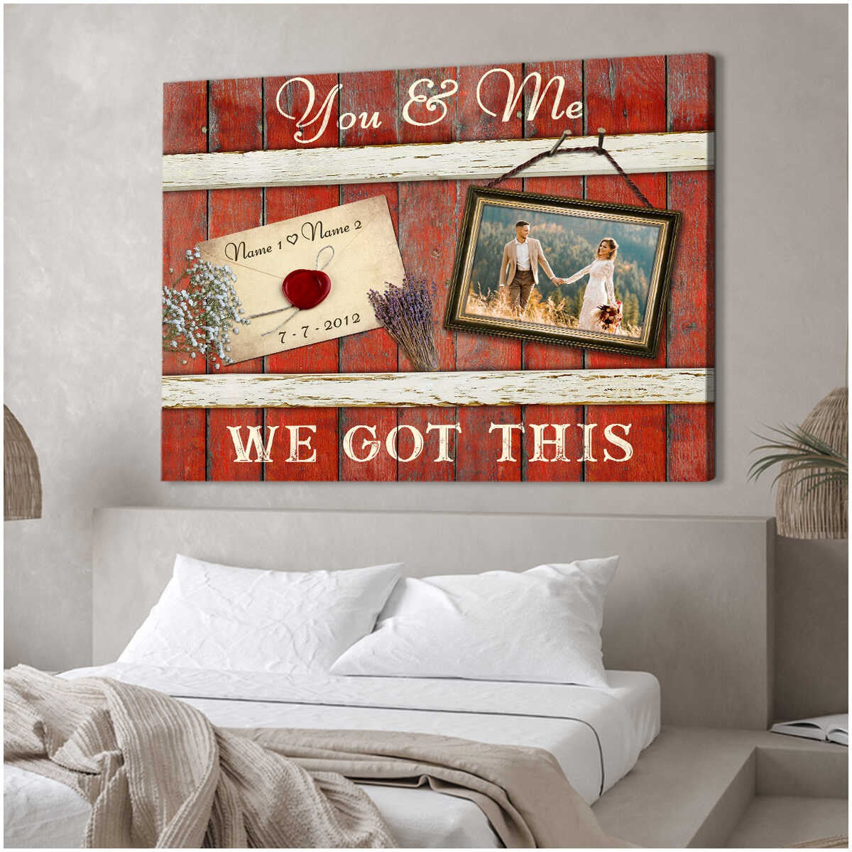 litzzy Custom Photo Couple, You and Me We got this Wedding Anniversary Gifts Canvas Wall Art Canvas Wall Art   