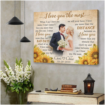 litzzy Customized Husband and Wife Photo Canvas, Wedding Anniversary Gift I love you the most Couple Wall Art Canvas Wall Art   