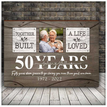 litzzy 50th Wedding Anniversary Couple Wall Art for Old Couple, Custom Photo Husband and Wife Canvas for Bedroom Canvas Wall Art   
