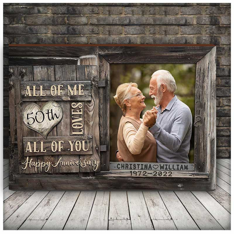litzzy 50th Wedding Anniversary Couple Wall Art for Old Couple, Custom Photo Husband and Wife Canvas for Bedroom Canvas Wall Art   