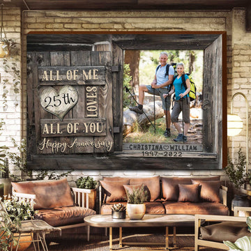litzzy Wedding Anniversary 25th Custom Photo Couple Wall Art for Husband and Wife Bedroom Decor Canvas Wall Art   