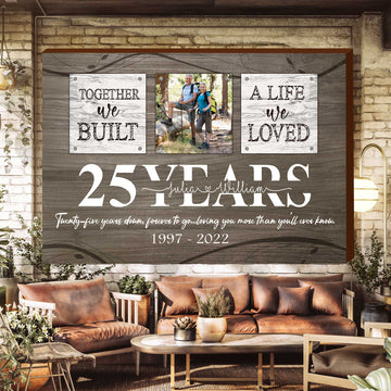 litzzy Wedding Anniversary 25th Custom Photo Couple Wall Art for Husband and Wife Bedroom Decor Canvas Wall Art   