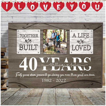 litzzy 40th Wedding Anniversary Wall Art for Old Couple, Custom Photo Couple Canvas for Bedroom Canvas Wall Art   