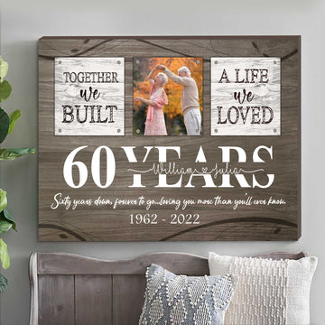 litzzy 60th Wedding Anniversary Gift for Old Couple Wall Art for Husband and Wife Canvas for Bedroom Canvas Wall Art   