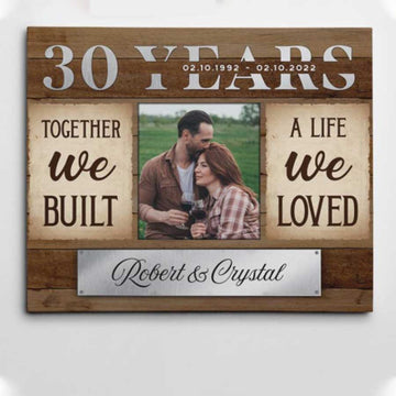 litzzy 30th Wedding Anniversary Gift, Custom Photo Couple Wall Art, Together We built a life we love Wall Art Canvas Wall Art   