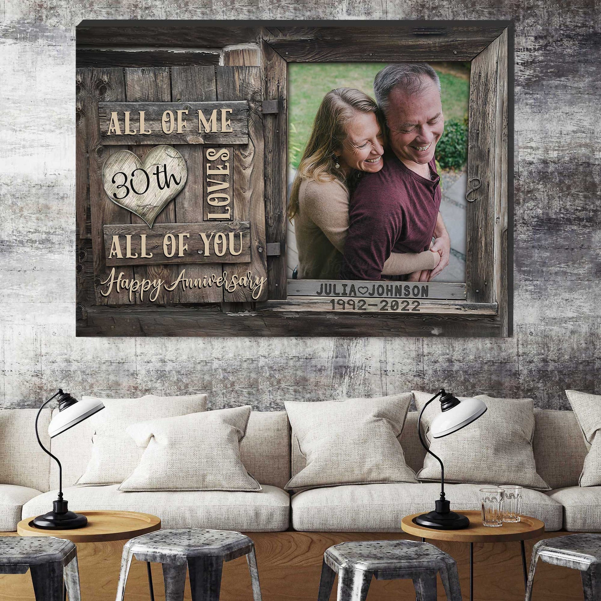 litzzy 30th Wedding Anniversary Gift, Custom Photo Couple Wall Art, Together We built a life we love Wall Art Canvas Wall Art   