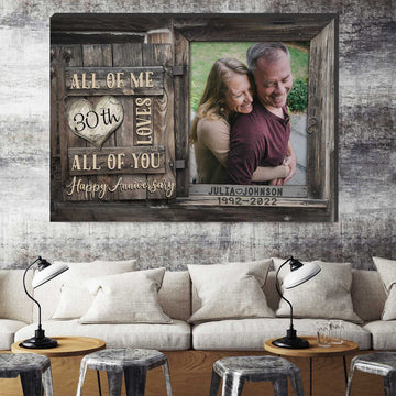 litzzy 30th Wedding Anniversary Gift, Custom Photo Couple Wall Art, Together We built a life we love Wall Art Canvas Wall Art   