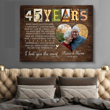 litzzy Wedding Anniversary 45th, Custom Photo Husband and Wife Couple Wall Art for Bedroom Decor Canvas Wall Art   