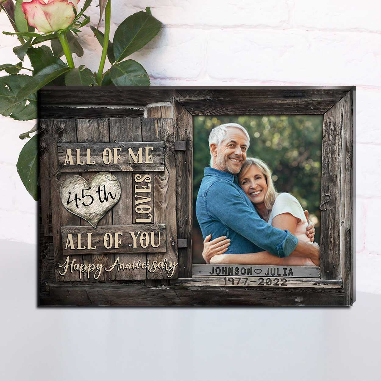 litzzy Wedding Anniversary 45th, Custom Photo Husband and Wife Couple Wall Art for Bedroom Decor Canvas Wall Art   