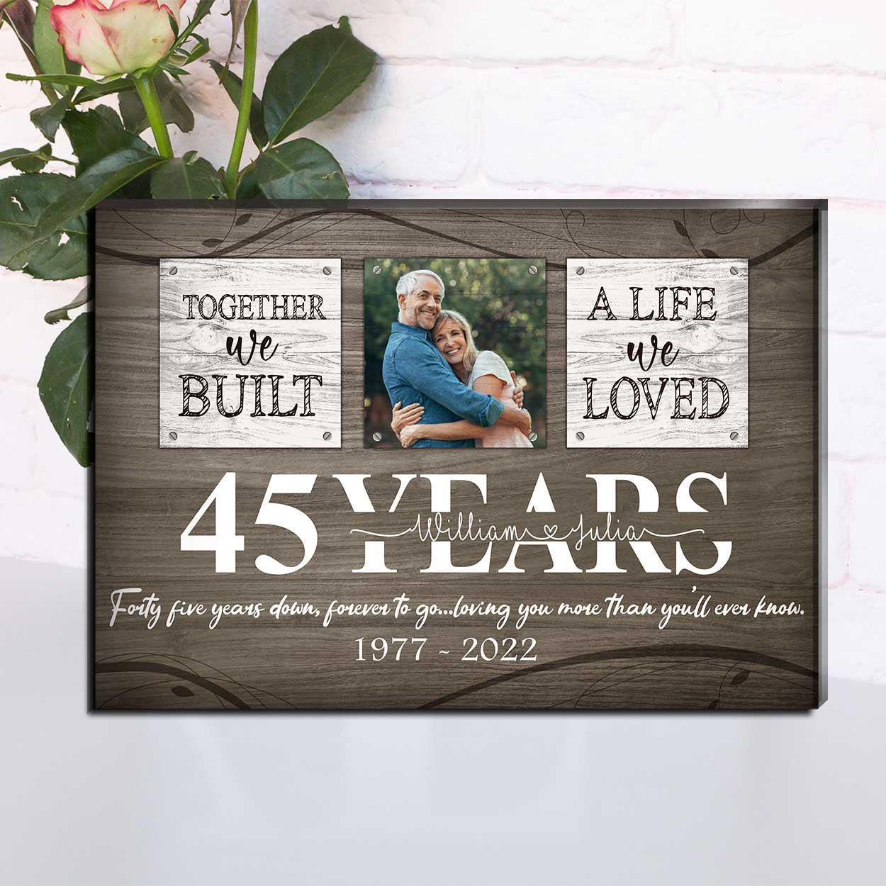 litzzy Wedding Anniversary 45th, Custom Photo Husband and Wife Couple Wall Art for Bedroom Decor Canvas Wall Art   