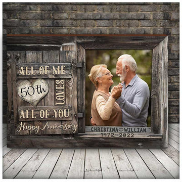 litzzy 50th Wedding Anniversary Old Couple Canvas for Husband and Wife Matte Canvas, Framed Matte Canvas Canvas Wall Art Style 2 11"x14" Matte Canvas (1.25")