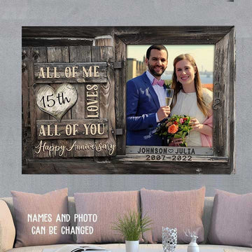 litzzy Wedding Anniversary 15 Years - Couple Canvas For Husband And Wife - Anniversary Gift For Bedroom - Litzzy Wall Art Canvas Canvas Wall Art   