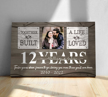 litzzy Wedding Anniversary 12 Years For Husband And Wife - Custom Photo Couple Canvass For Her - Anniversary Gift For Bedroom - Litzzy Wall Art Canvas Canvas Wall Art   