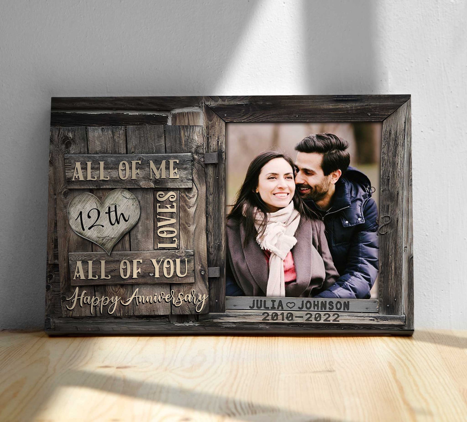 litzzy Wedding Anniversary 12 Years for Husband and Wife, Custom Photo Couple Canvass for Her Canvas Wall Art   