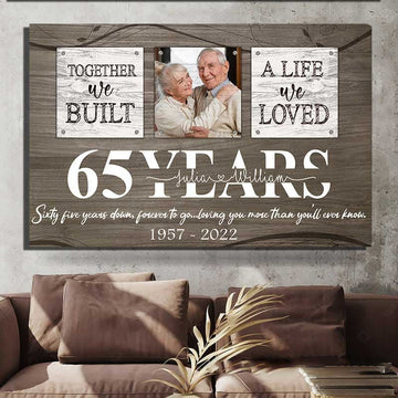 litzzy Wedding Anniversary 65th Wall Art For Old Couple - Custom Photo Husband And Wife Couple Canvas - Couple Wall Art For Bedroom Decor - Litzzy Wall Art Canvas Canvas Wall Art   
