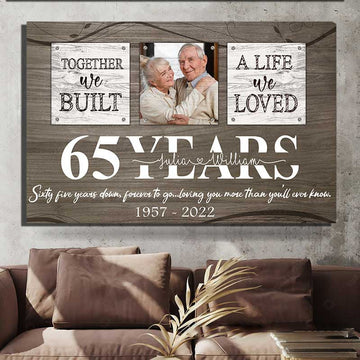 litzzy Wedding Anniversary 65th Wall Art for Old Couple, Custom Photo Husband and Wife Couple Canvas Canvas Wall Art   