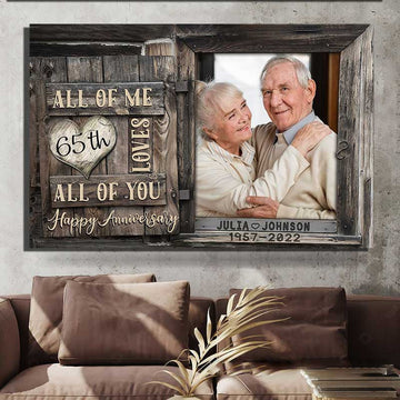 litzzy Wedding Anniversary 65th Wall Art for Old Couple, Custom Photo Husband and Wife Couple Canvas Canvas Wall Art   