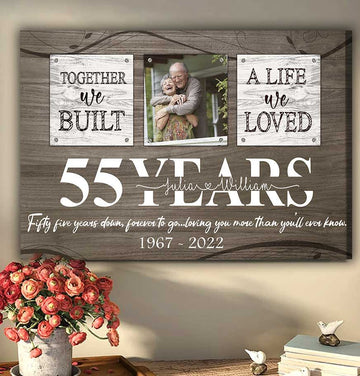 litzzy 55th Wedding Anniversary Custom Photo Old Couple Wall Art for Him & Her, Couple Canvas for Bedroom Canvas Wall Art Style 2 11"x14" Matte Canvas (1.25")