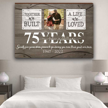 litzzy Wedding Anniversary 70th For Old Couple - Custom Photo Parents Couple Canvas For Dad And Mom - Litzzy Wall Art Canvas Canvas Wall Art   