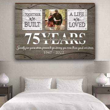 litzzy Wedding Anniversary 70th for Old Couple, Custom Photo Parents Couple Canvas for Dad and Mom Canvas Wall Art   
