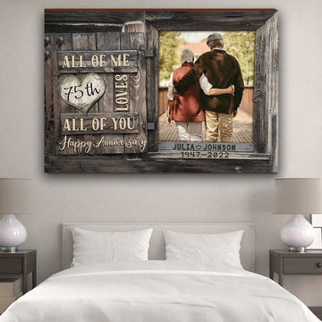 litzzy Wedding Anniversary 70th For Old Couple - Custom Photo Parents Couple Canvas For Dad And Mom - Litzzy Wall Art Canvas Canvas Wall Art   