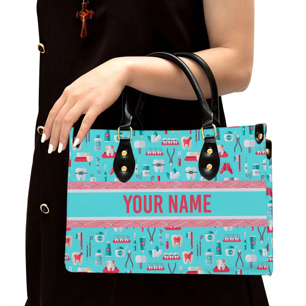 litzzy Personalized Dentist Purse Leather Bag Handbag For Women leather bag Black  